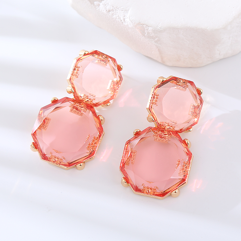 1 Pair Simple Style Round Inlay Resin Resin Drop Earrings display picture 10