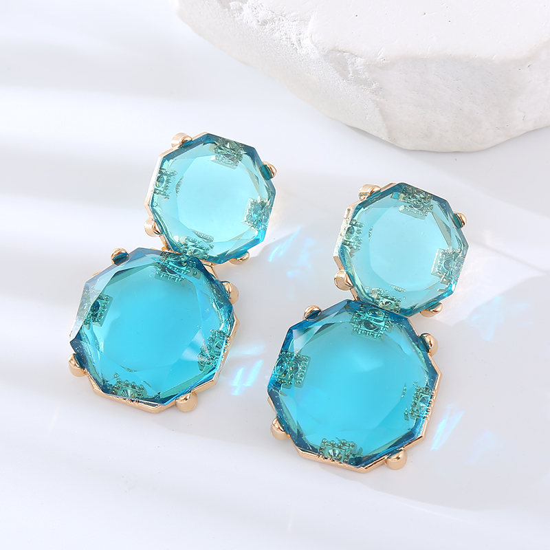 1 Pair Simple Style Round Inlay Resin Resin Drop Earrings display picture 9