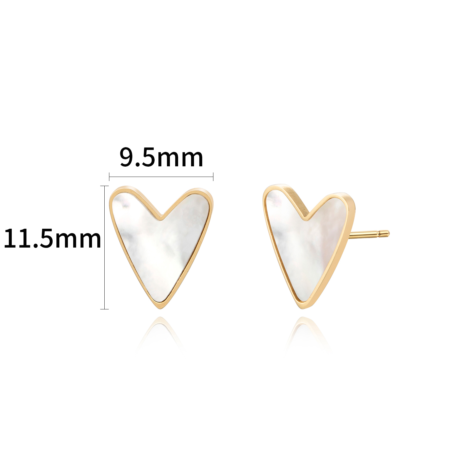 1 Pair Simple Style Heart Shape Plating Inlay Stainless Steel Shell Gold Plated Ear Studs display picture 5