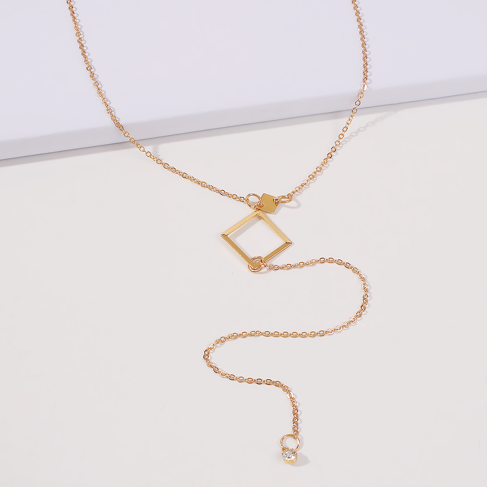 Modern Style Simple Style Rhombus Artificial Rhinestones Alloy Wholesale Pendant Necklace Long Necklace display picture 4