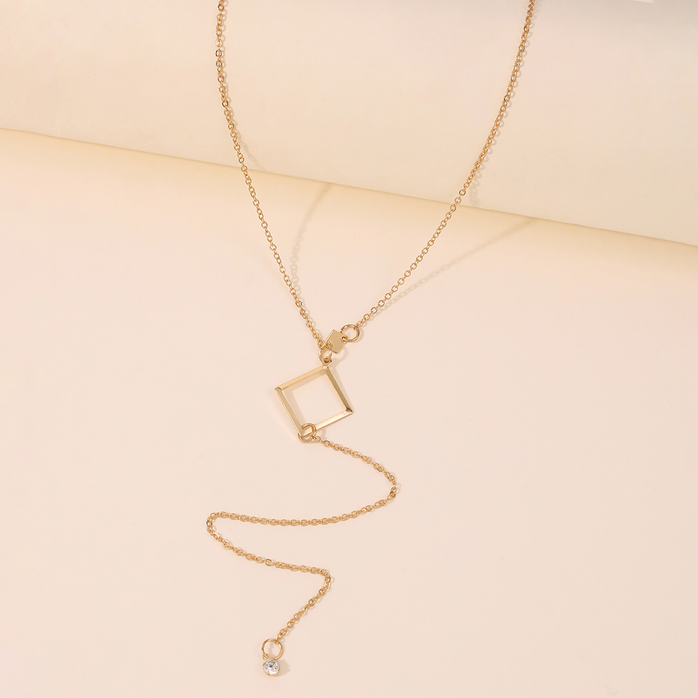 Modern Style Simple Style Rhombus Artificial Rhinestones Alloy Wholesale Pendant Necklace Long Necklace display picture 6