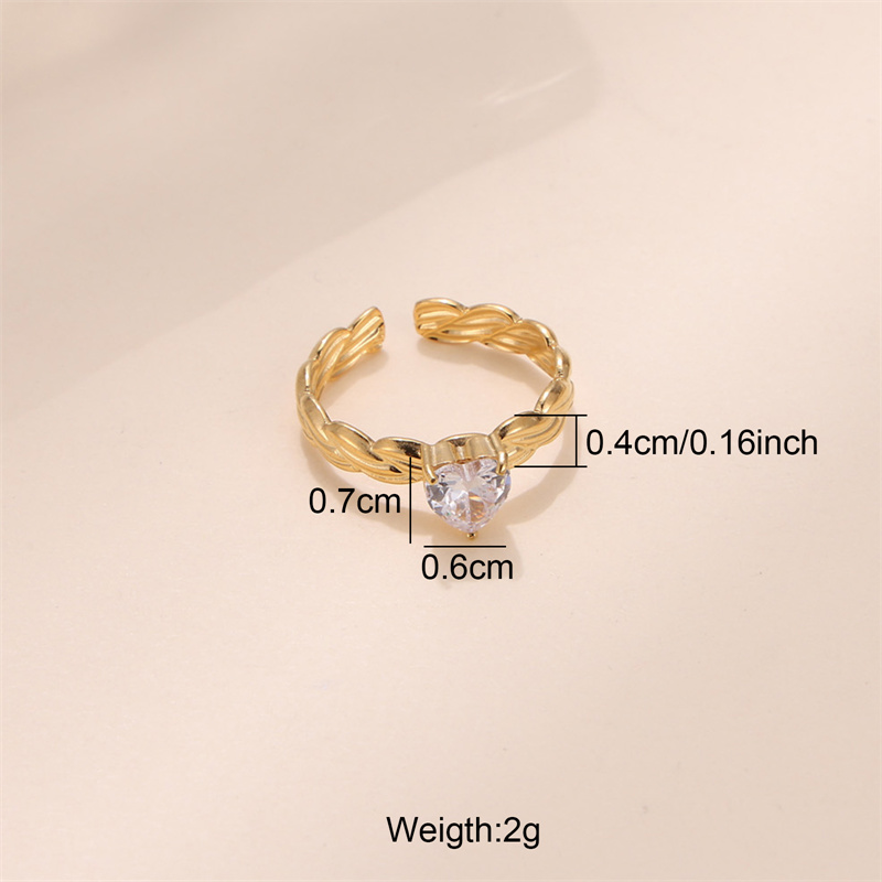Glam Luxurious Stainless Steel Plating Inlay Zircon 18k Gold Plated Open Rings display picture 1