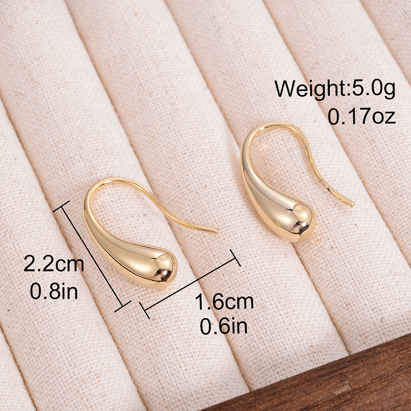1 Pair Basic Water Droplets Plating Copper White Gold Plated Ear Hook display picture 1