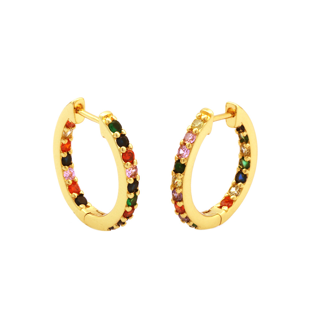 1 Pair Simple Style Circle Plating Inlay Copper Zircon 18k Gold Plated Hoop Earrings display picture 5
