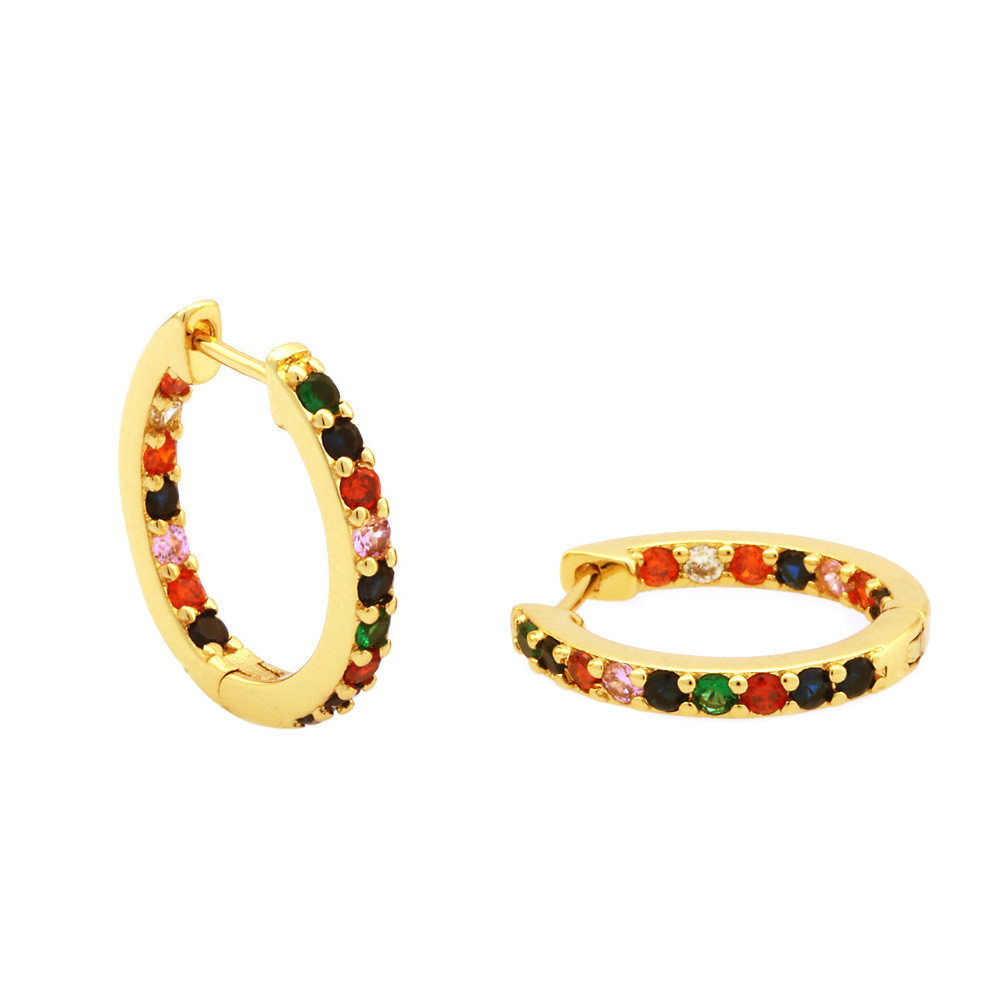1 Pair Simple Style Circle Plating Inlay Copper Zircon 18k Gold Plated Hoop Earrings display picture 7