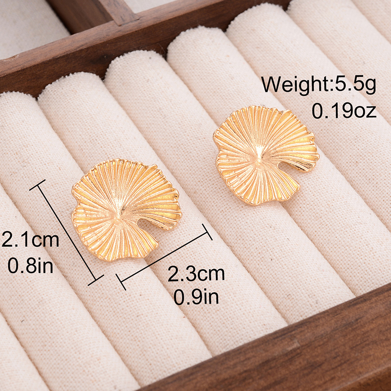 1 Pair Ig Style Leaf Ginkgo Leaf Asymmetrical Plating Alloy 14k Gold Plated Ear Studs display picture 1