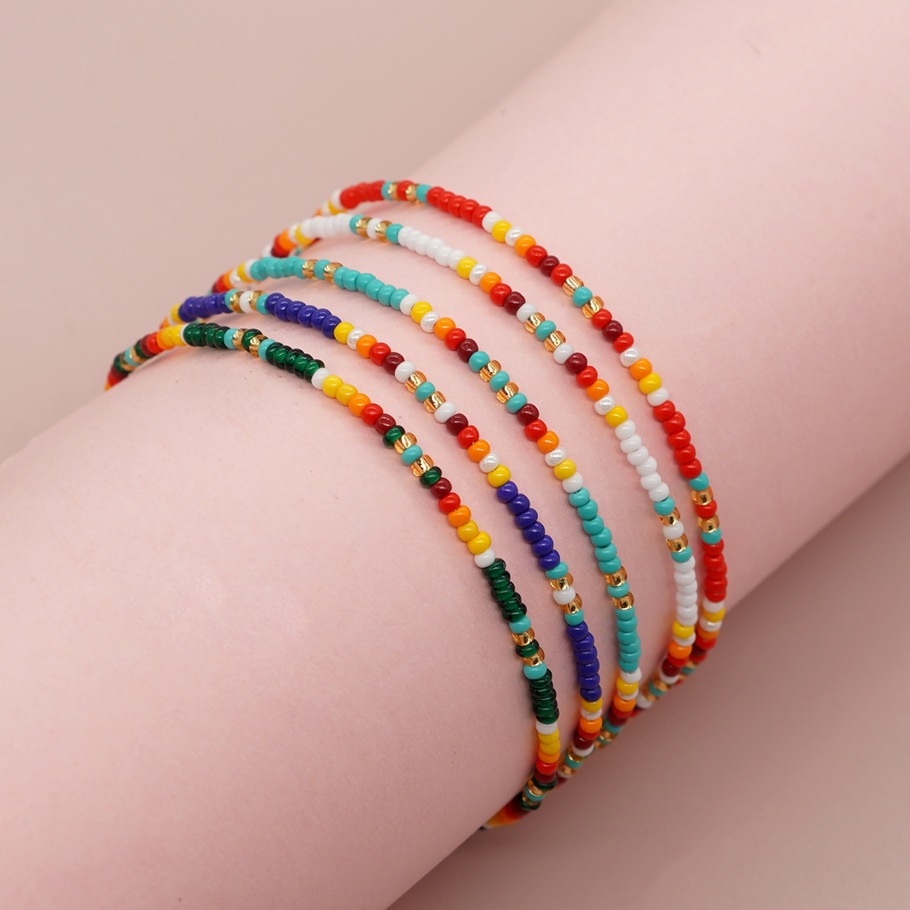Wholesale Jewelry Handmade Color Block Glass Metal Beaded Bracelets display picture 7