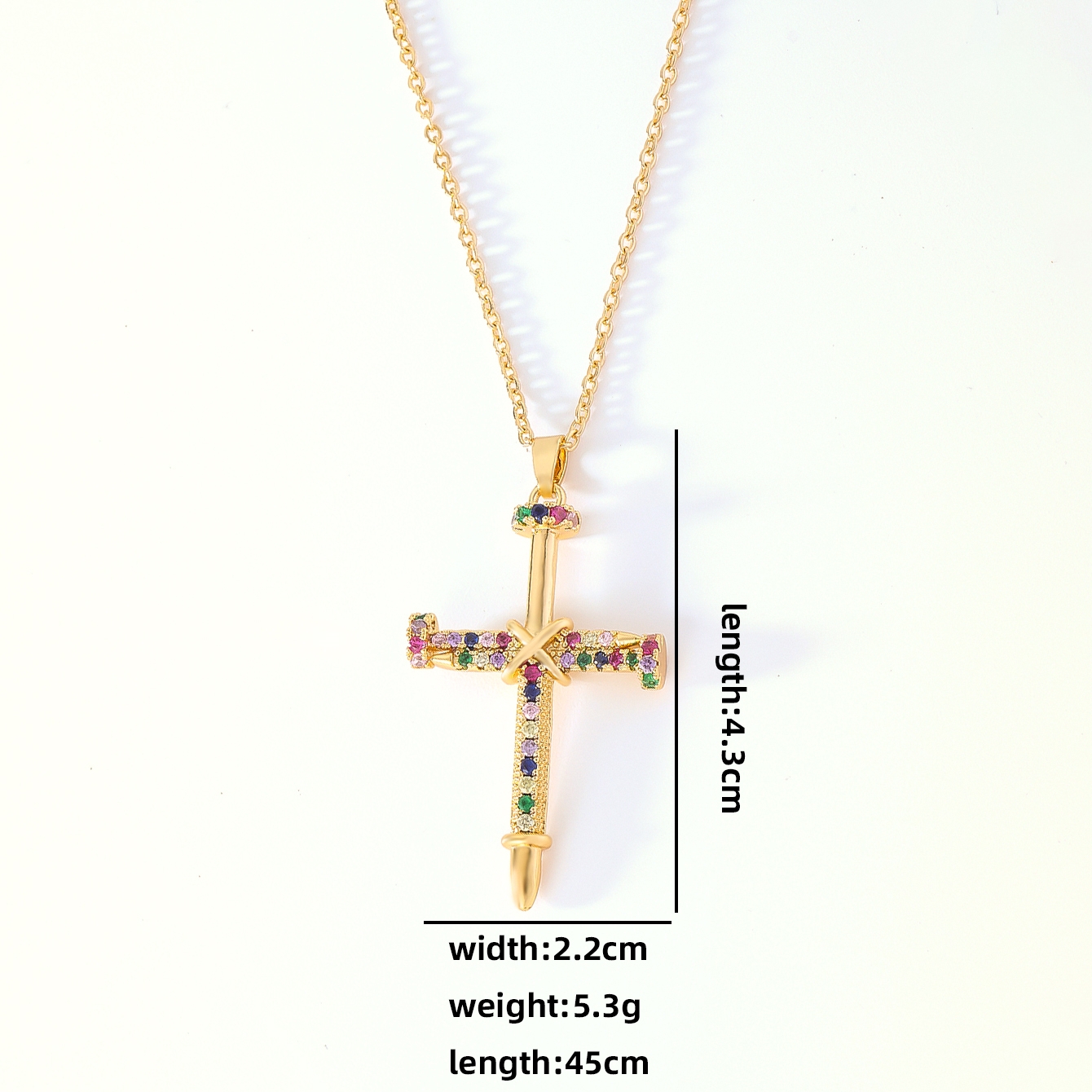 Wholesale Hip-Hop Retro Cross 304 Stainless Steel Copper Plating Inlay K Gold Plated Zircon Pendant Necklace display picture 1