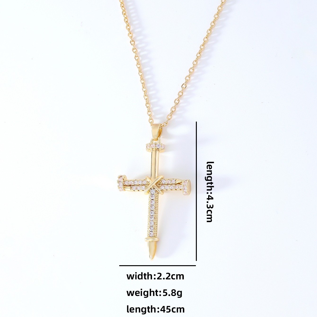 Wholesale Hip-Hop Retro Cross 304 Stainless Steel Copper Plating Inlay K Gold Plated Zircon Pendant Necklace display picture 2