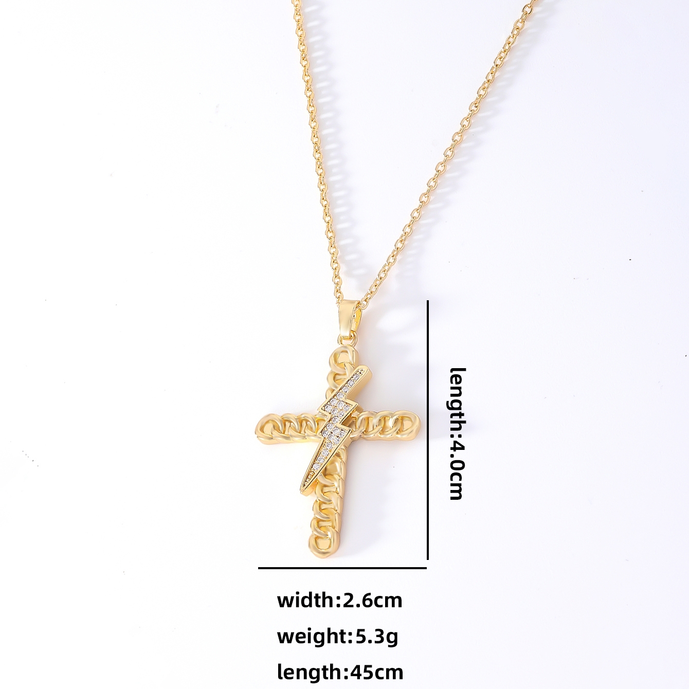 Wholesale Hip-Hop Retro Cross 304 Stainless Steel Copper Plating Inlay K Gold Plated Zircon Pendant Necklace display picture 3