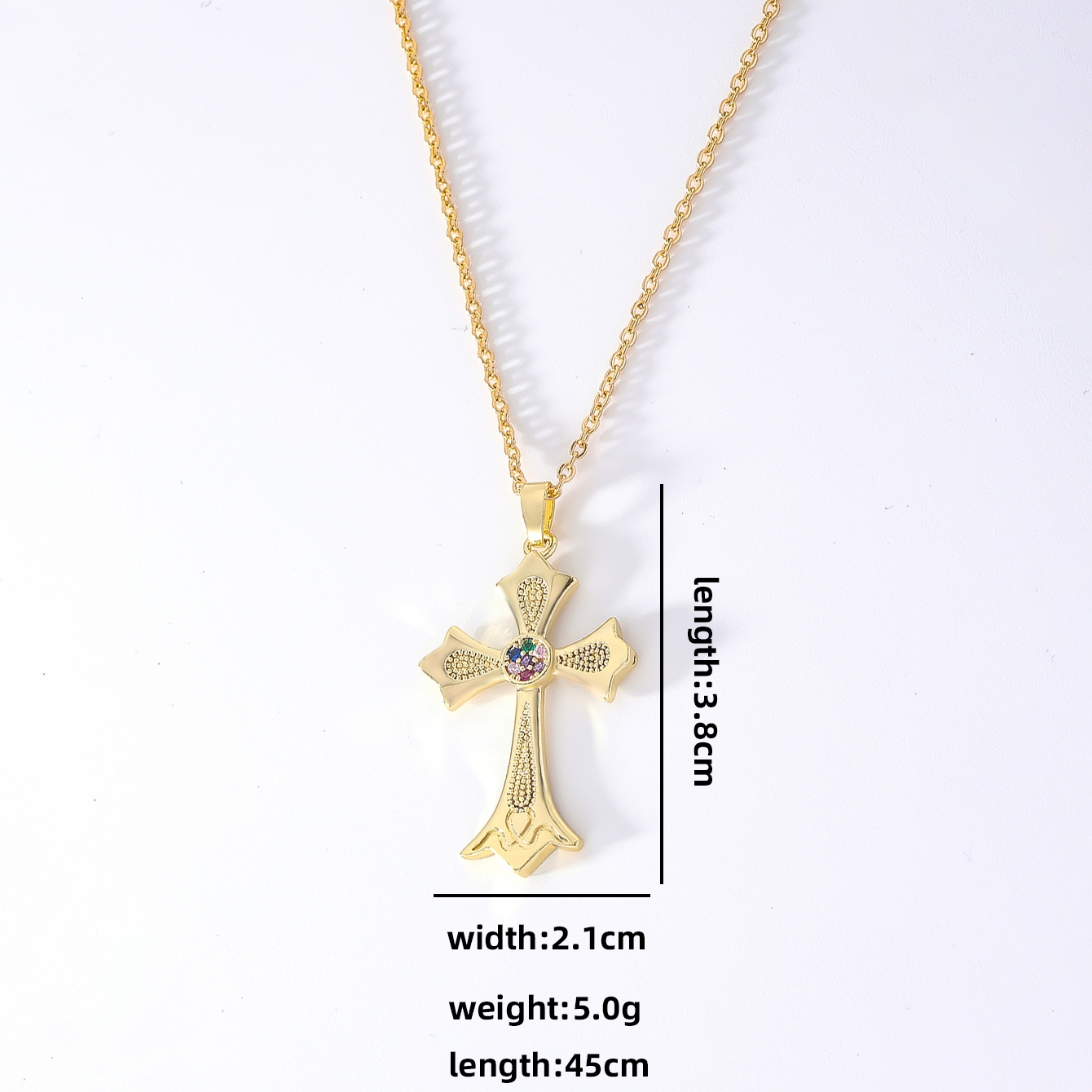 Wholesale Hip-Hop Retro Cross 304 Stainless Steel Copper Plating Inlay K Gold Plated Zircon Pendant Necklace display picture 4
