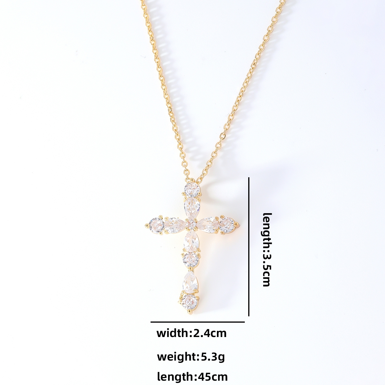 Wholesale Hip-Hop Retro Cross 304 Stainless Steel Copper Plating Inlay K Gold Plated Zircon Pendant Necklace display picture 5