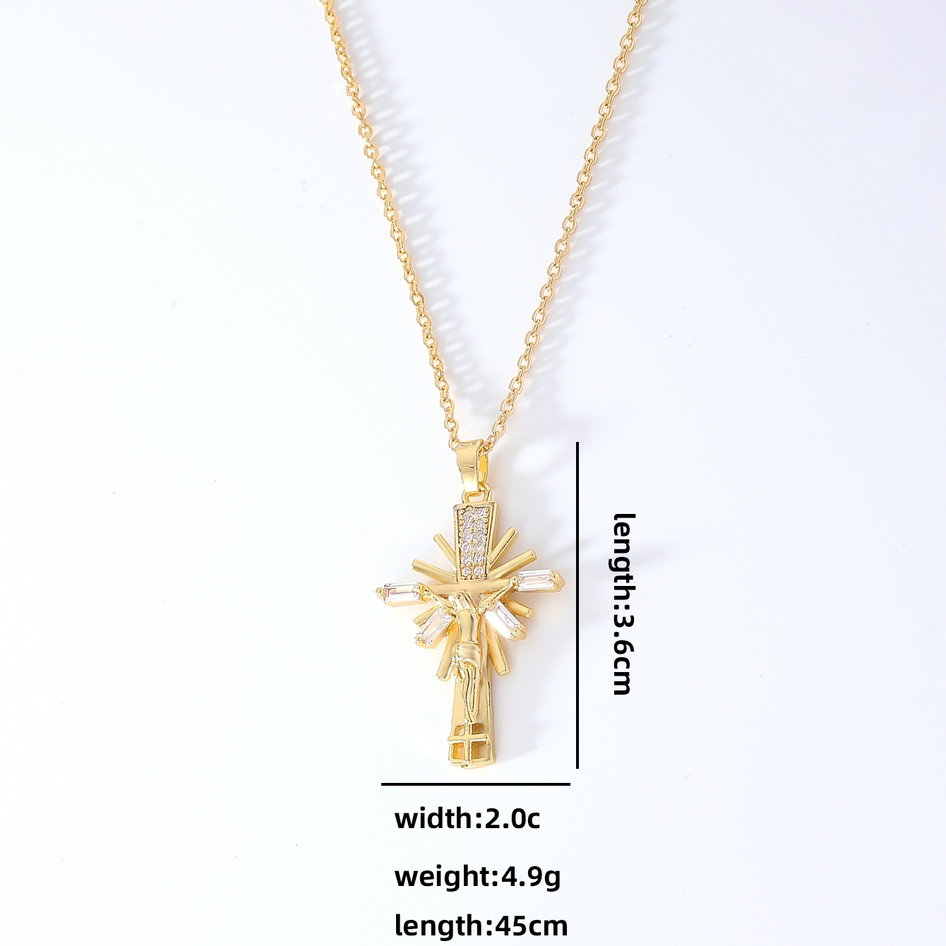 Wholesale Hip-Hop Retro Cross 304 Stainless Steel Copper Plating Inlay K Gold Plated Zircon Pendant Necklace display picture 7