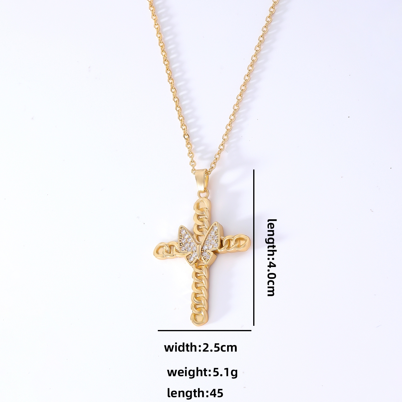 Wholesale Hip-Hop Retro Cross 304 Stainless Steel Copper Plating Inlay K Gold Plated Zircon Pendant Necklace display picture 9