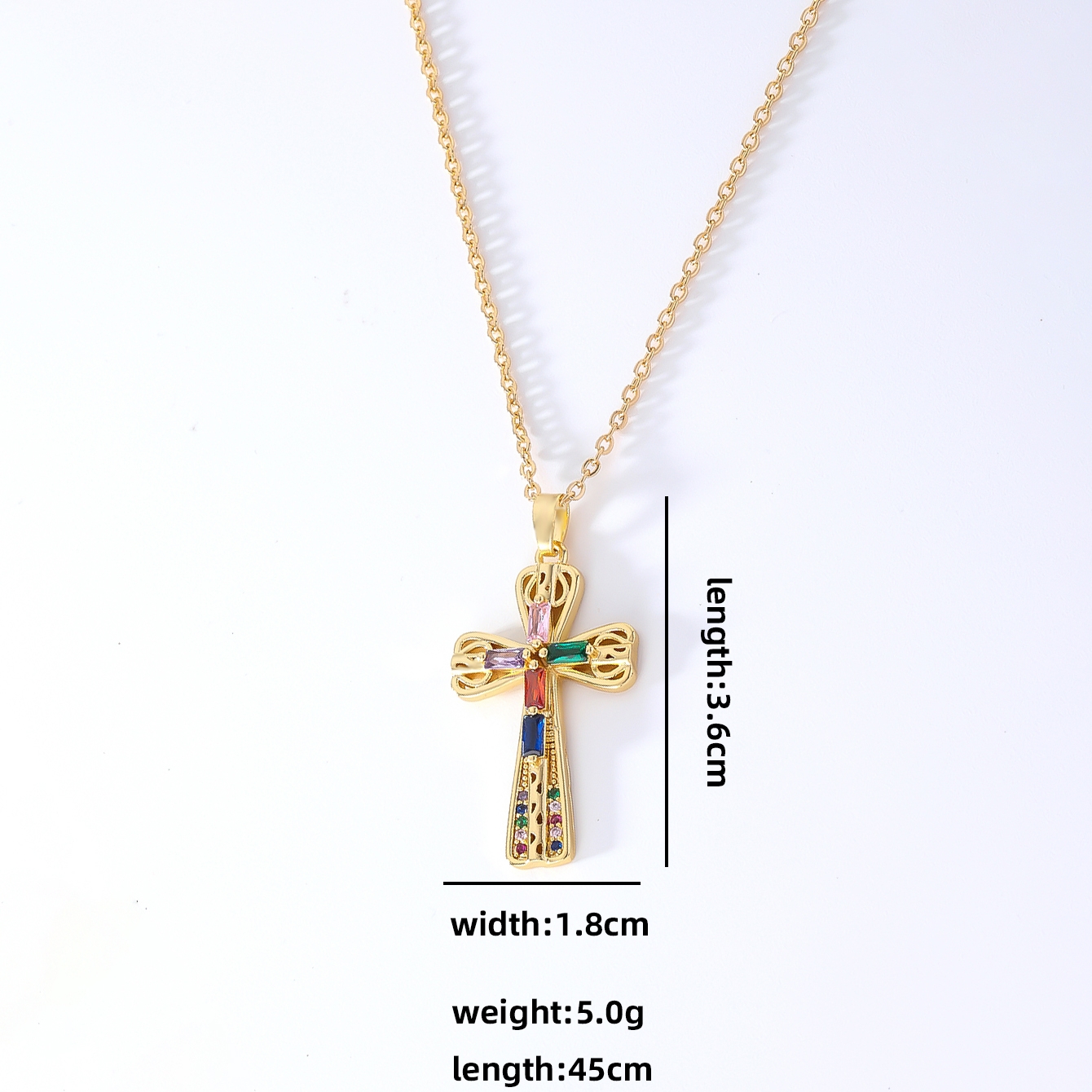 Wholesale Hip-Hop Retro Cross 304 Stainless Steel Copper Plating Inlay K Gold Plated Zircon Pendant Necklace display picture 10