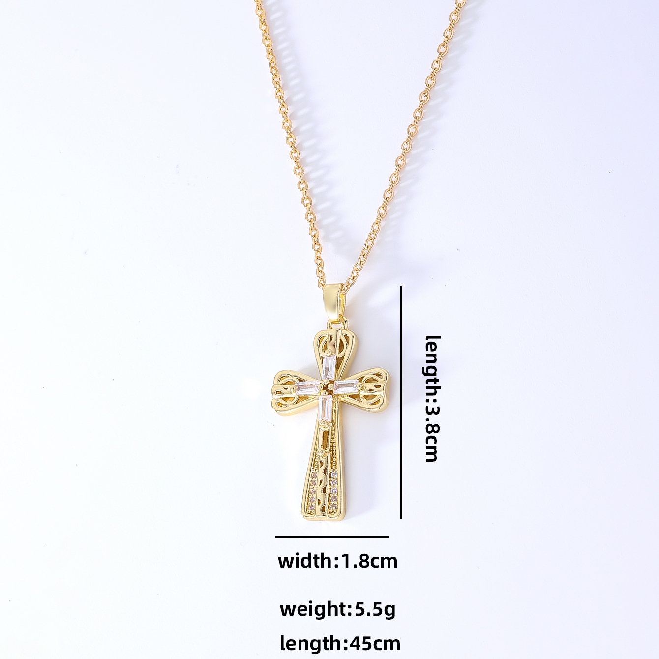 Wholesale Hip-Hop Retro Cross 304 Stainless Steel Copper Plating Inlay K Gold Plated Zircon Pendant Necklace display picture 11