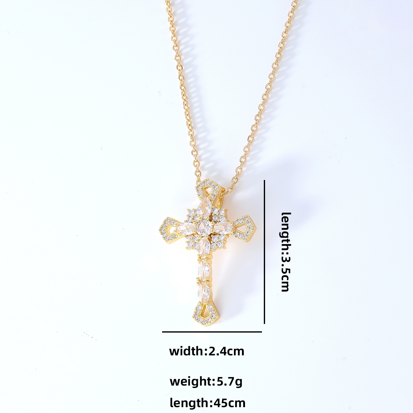 Wholesale Hip-Hop Retro Cross 304 Stainless Steel Copper Plating Inlay K Gold Plated Zircon Pendant Necklace display picture 12