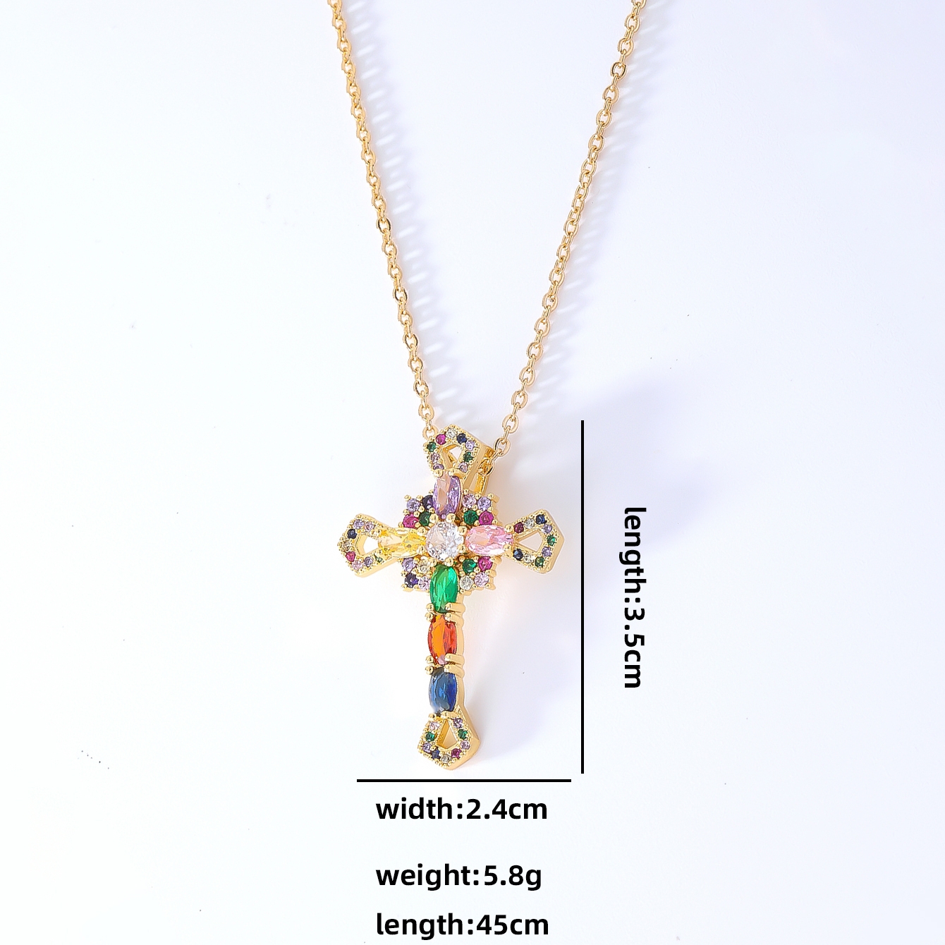 Wholesale Hip-Hop Retro Cross 304 Stainless Steel Copper Plating Inlay K Gold Plated Zircon Pendant Necklace display picture 13