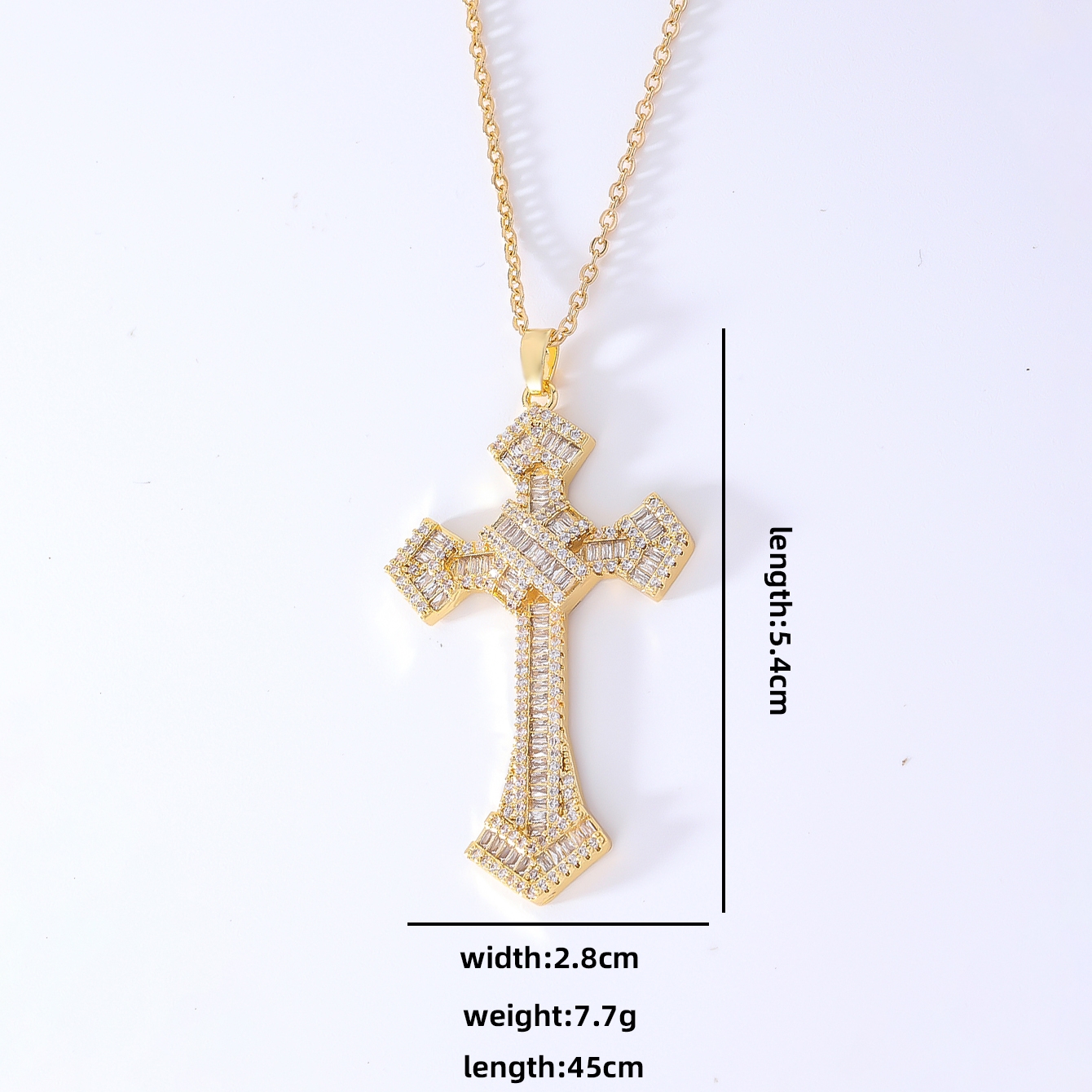 Wholesale Hip-Hop Retro Cross 304 Stainless Steel Copper Plating Inlay K Gold Plated Zircon Pendant Necklace display picture 14