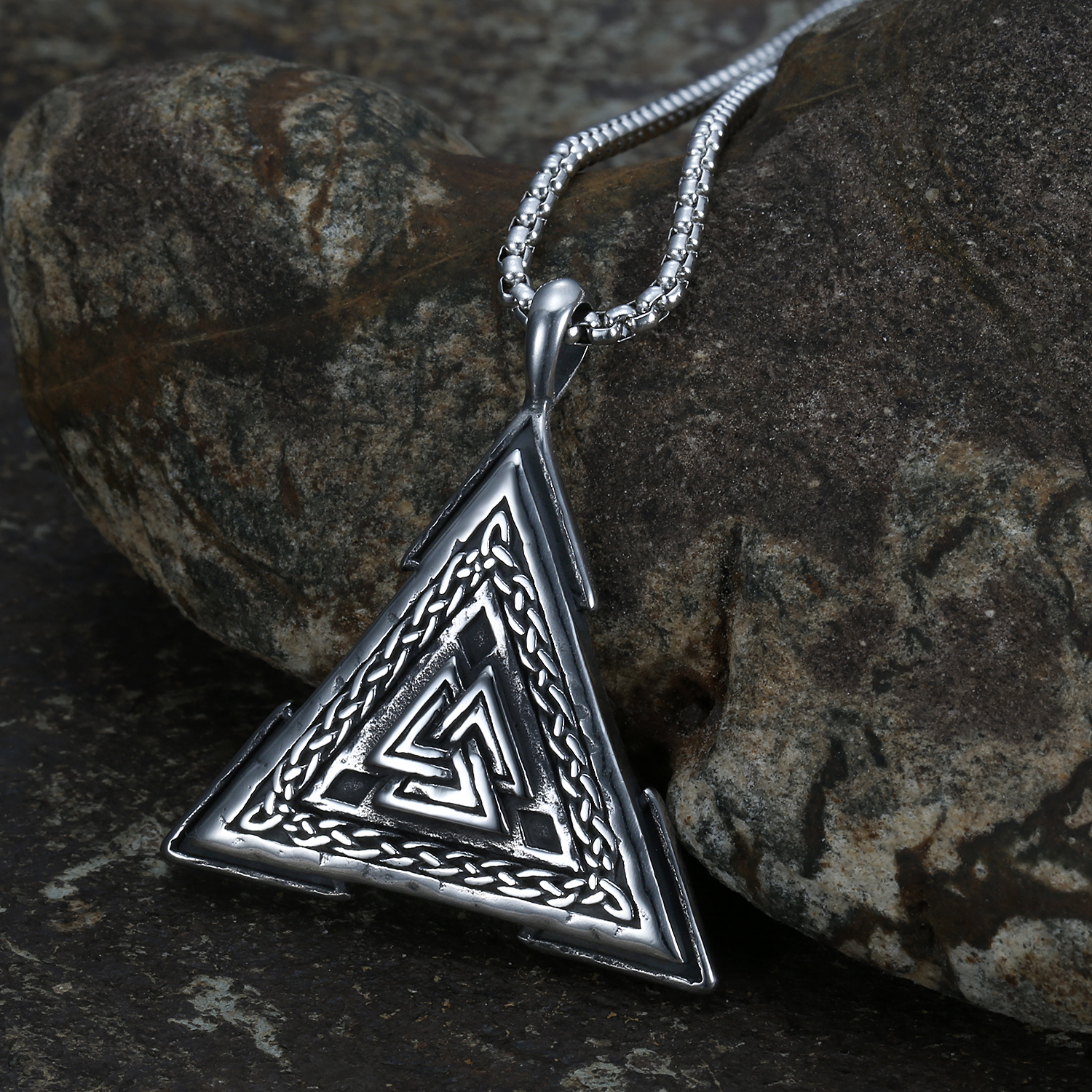 Punk Triangle 304 Stainless Steel Patchwork Unisex display picture 9