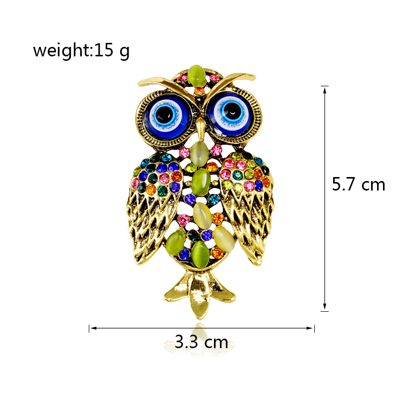 Classic Style Owl Alloy Inlay Rhinestones Opal Unisex Brooches display picture 1