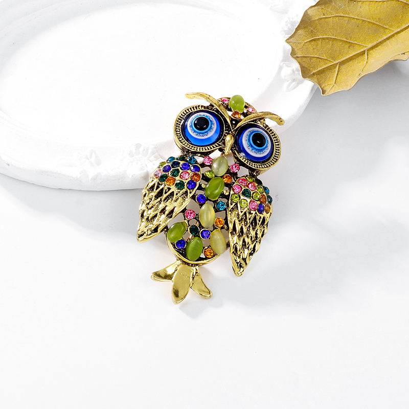 Classic Style Owl Alloy Inlay Rhinestones Opal Unisex Brooches display picture 5