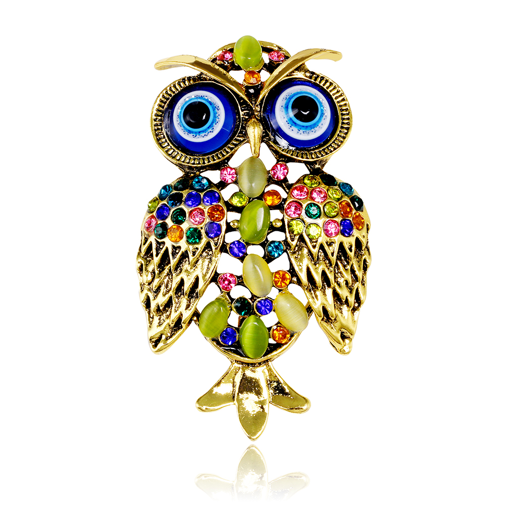 Classic Style Owl Alloy Inlay Rhinestones Opal Unisex Brooches display picture 7