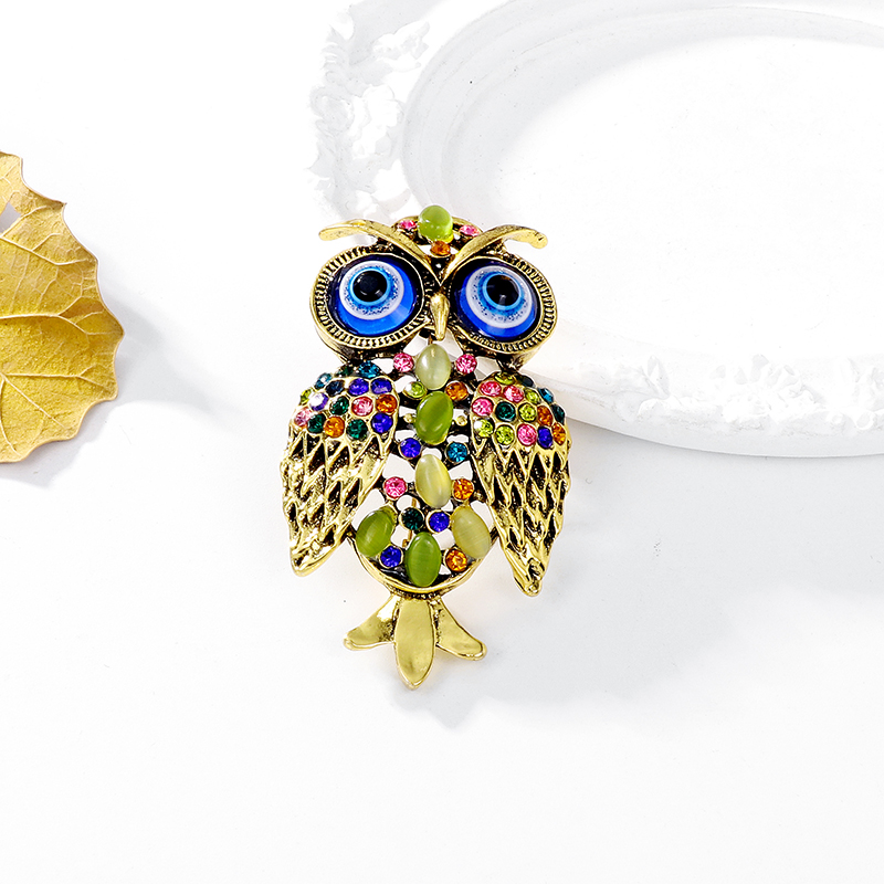 Classic Style Owl Alloy Inlay Rhinestones Opal Unisex Brooches display picture 8