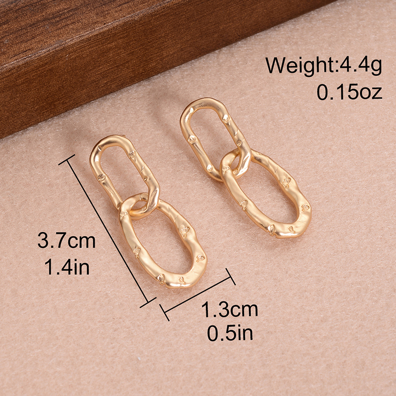 1 Pair Ig Style Simple Style Double Ring Oval Plating Alloy 14k Gold Plated Drop Earrings display picture 2
