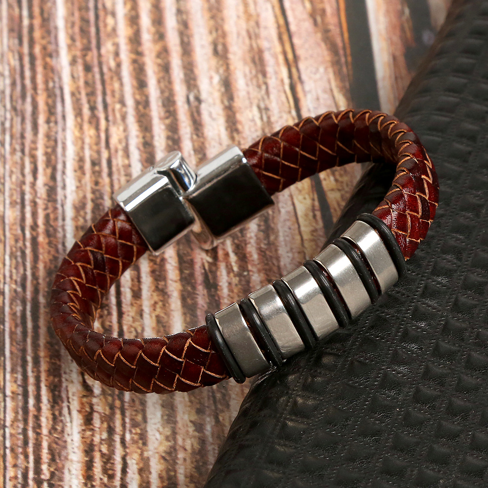 Vintage Style Solid Color Alloy Braid Men'S Bangle display picture 4