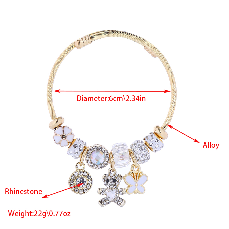 Wholesale Jewelry Elegant Lady Round Heart Shape Alloy Rhinestones Inlay Bangle display picture 1