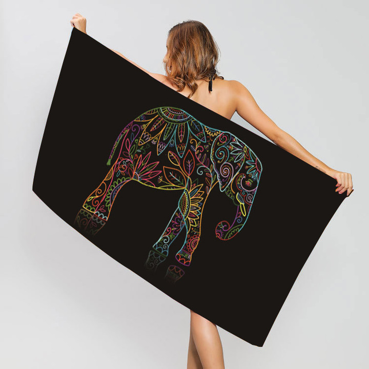 Retro Vacation Flower Elephant Skull Beach Towels display picture 2