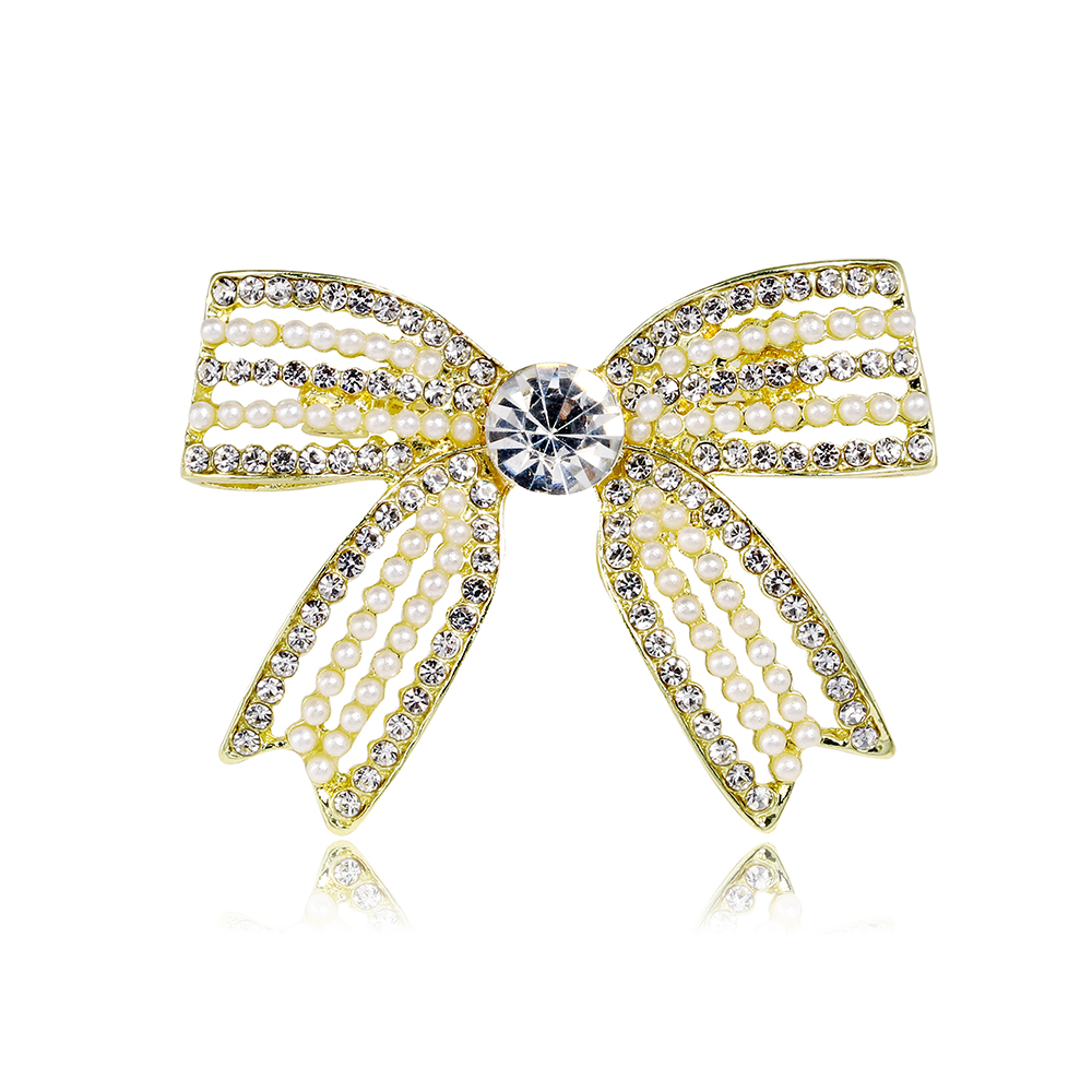 Elegant Bow Knot Alloy Inlay Artificial Pearls Rhinestones Women's Brooches display picture 5