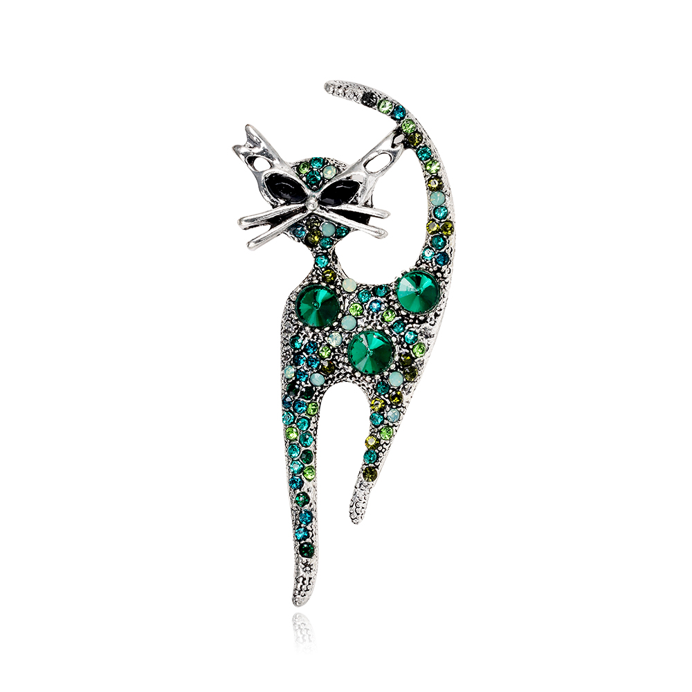 Classic Style Cat Alloy Inlay Rhinestones Women's Brooches display picture 4