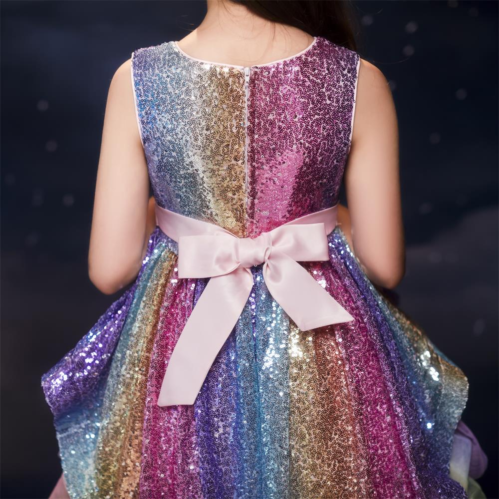 Princess Cute Color Block Sequins Bowknot Polyester Girls Dresses display picture 5