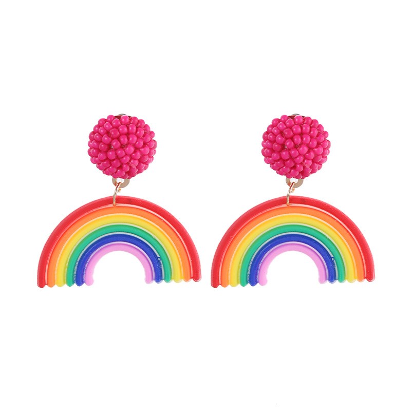 1 Pair Cute Sweet Rainbow Plastic Resin Drop Earrings display picture 3