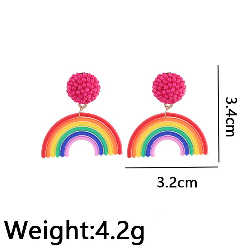 1 Pair Cute Sweet Rainbow Plastic Resin Drop Earrings display picture 1
