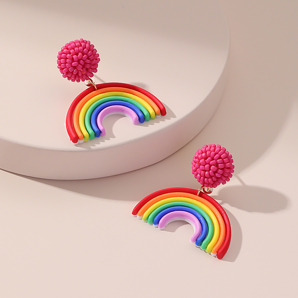 1 Pair Cute Sweet Rainbow Plastic Resin Drop Earrings display picture 6