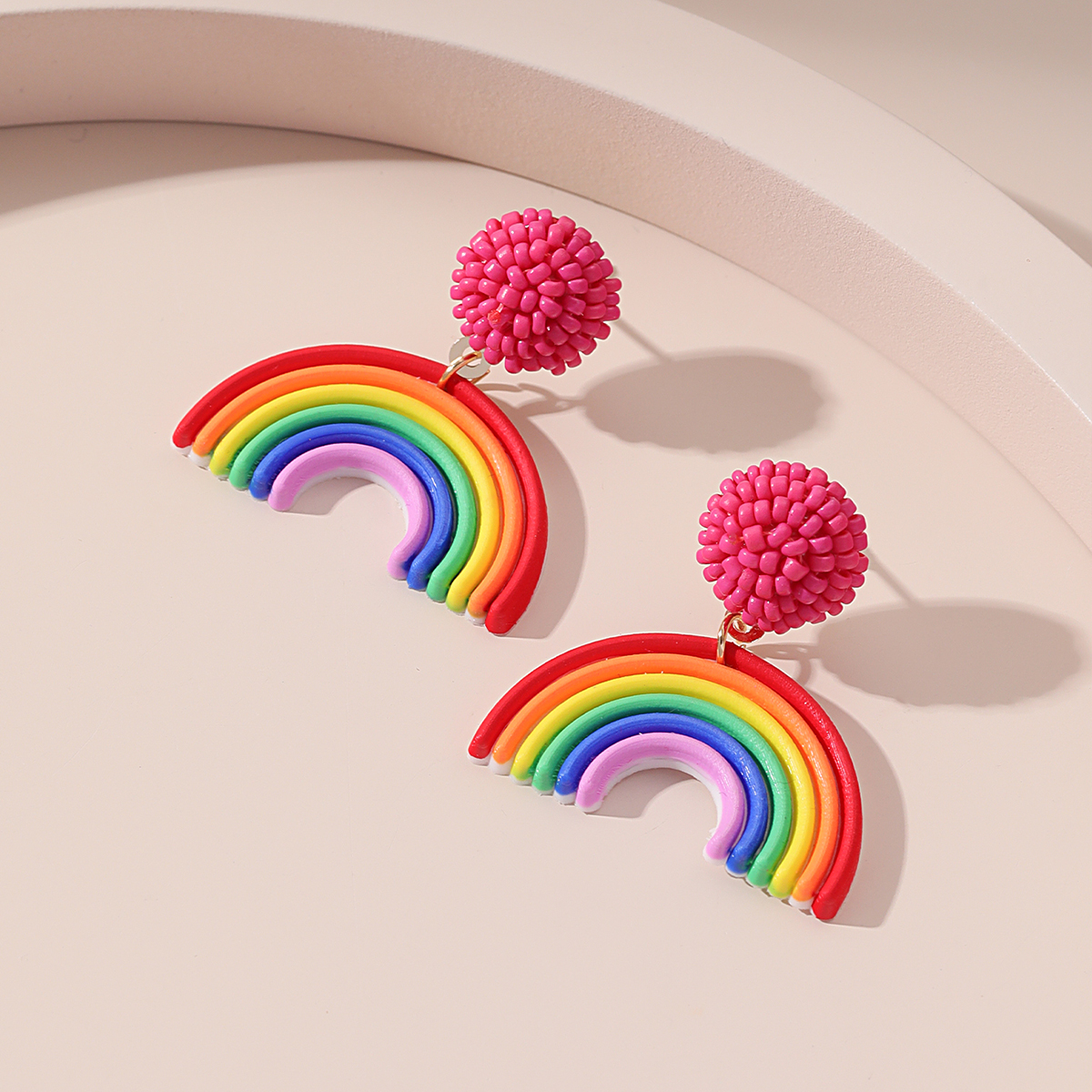 1 Pair Cute Sweet Rainbow Plastic Resin Drop Earrings display picture 8