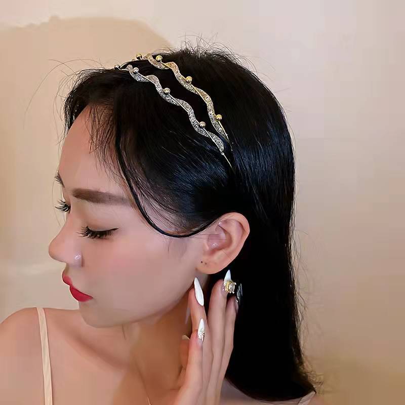 Women's Glam Shiny Waves Imitation Pearl Copper Plating Hair Band display picture 2