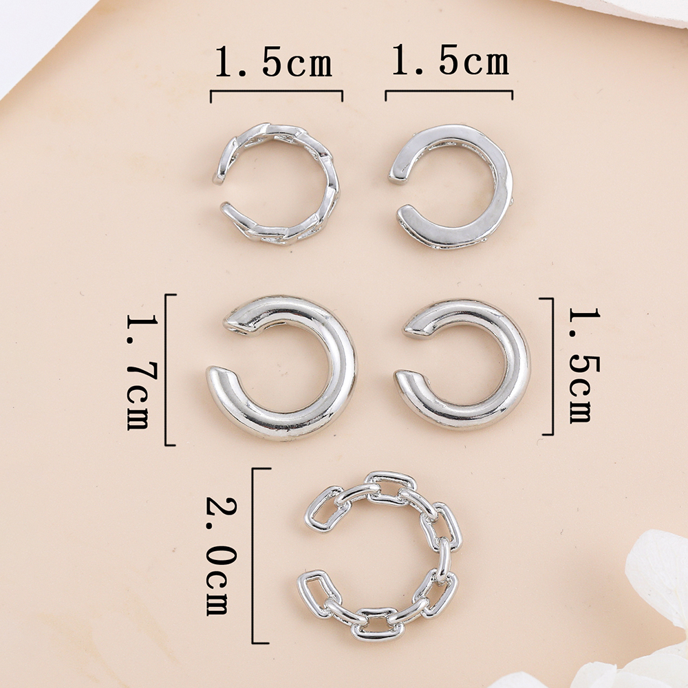5 Pieces Set Hip-hop Punk Round Solid Color Plating Alloy Ear Cuffs display picture 11
