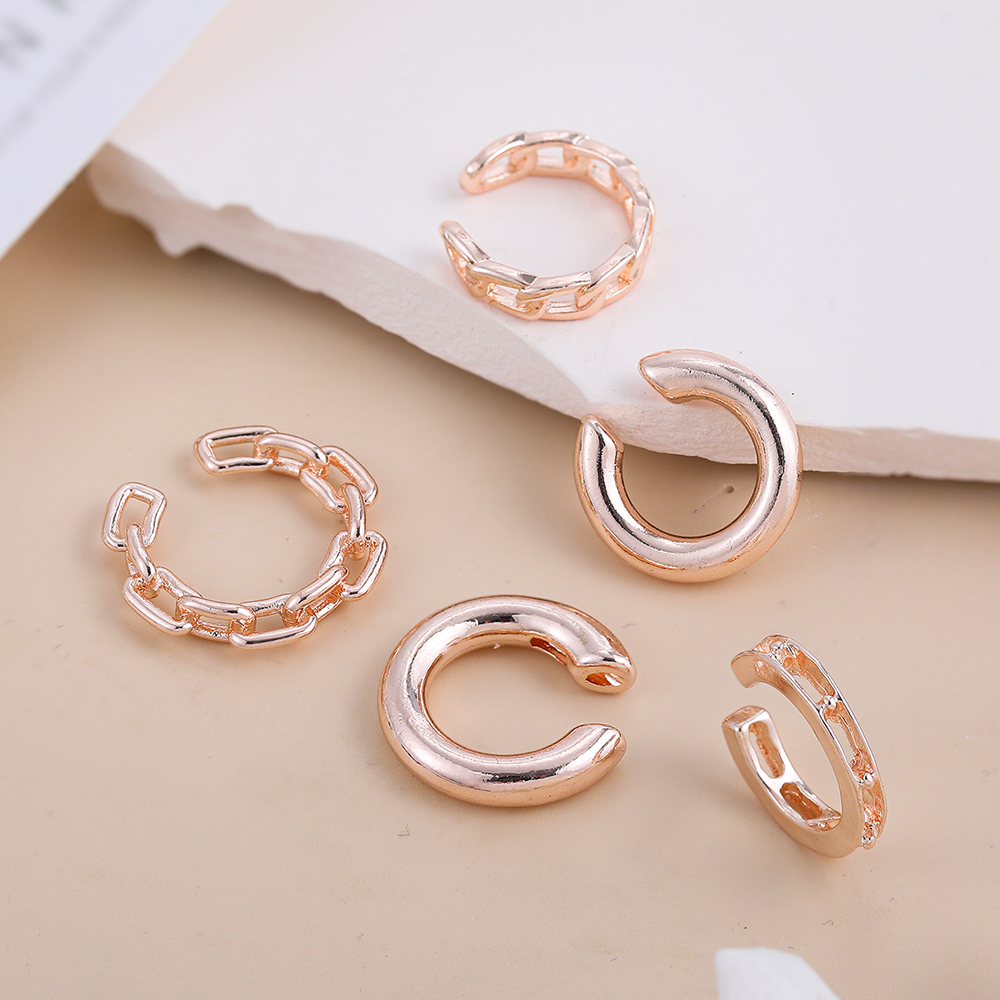 5 Pieces Set Hip-hop Punk Round Solid Color Plating Alloy Ear Cuffs display picture 16