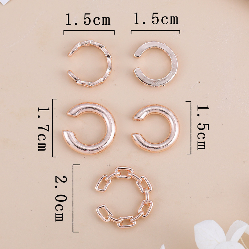 5 Pieces Set Hip-hop Punk Round Solid Color Plating Alloy Ear Cuffs display picture 20