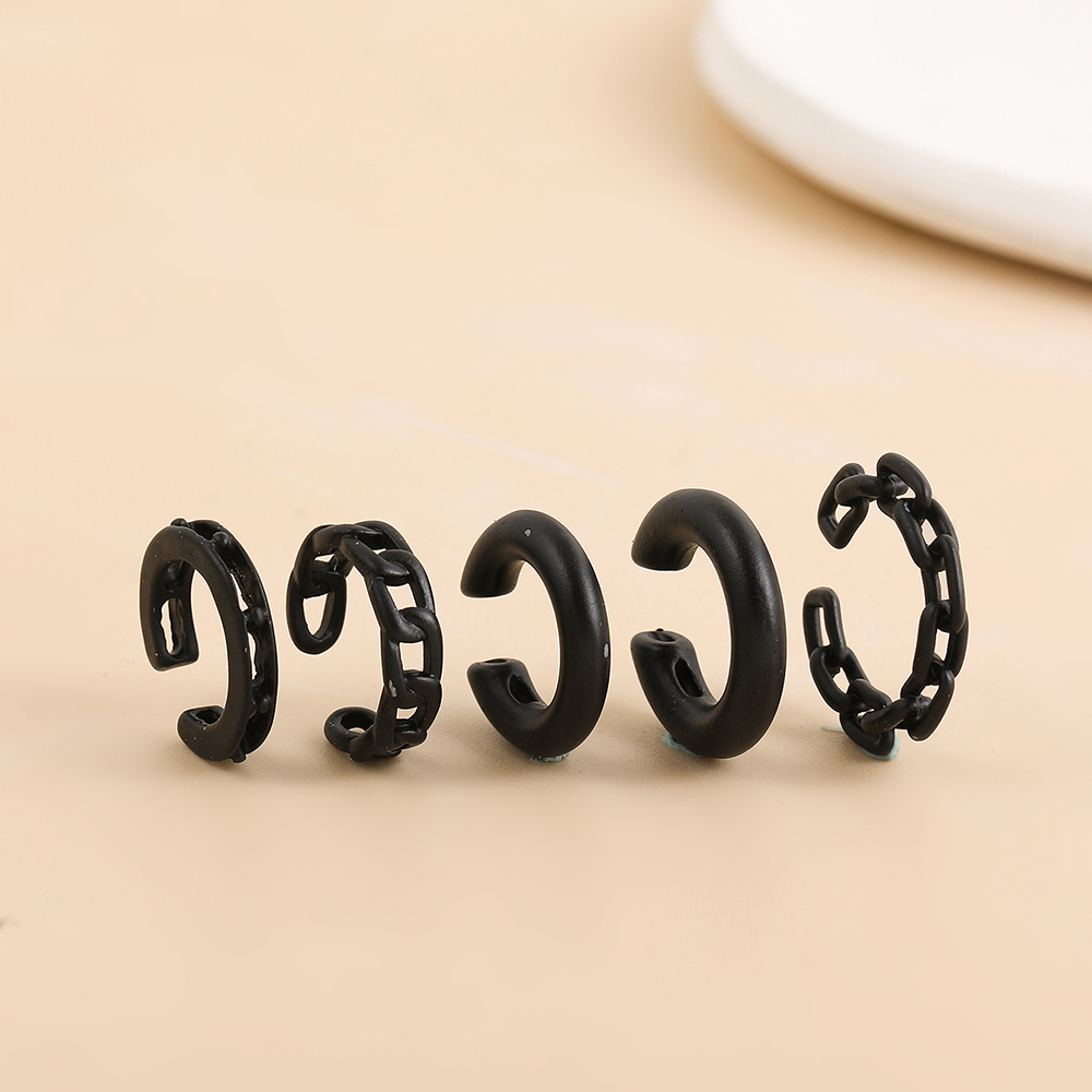 5 Pieces Set Hip-hop Punk Round Solid Color Plating Alloy Ear Cuffs display picture 24