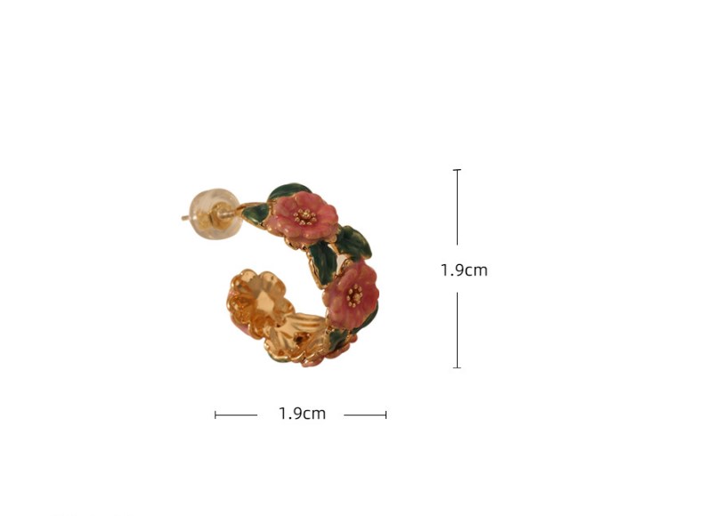 1 Pair Chinoiserie Flower Enamel Copper Ear Studs display picture 3