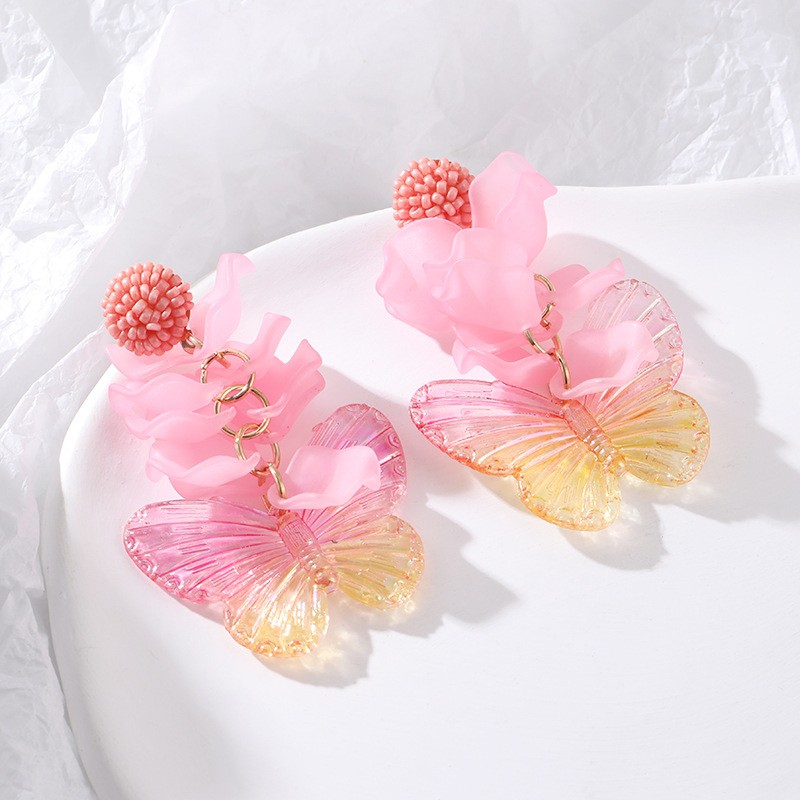 1 Pair Sweet Butterfly Alloy Resin Drop Earrings display picture 1