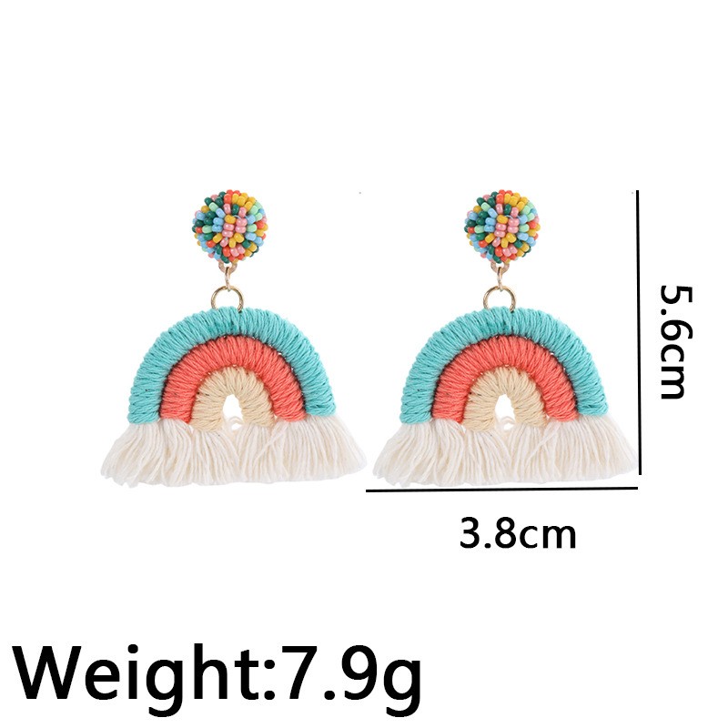 1 Pair Vacation Rainbow Alloy Cotton Drop Earrings display picture 1