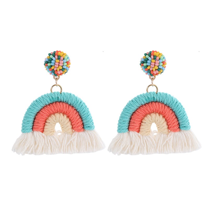 1 Pair Vacation Rainbow Alloy Cotton Drop Earrings display picture 3
