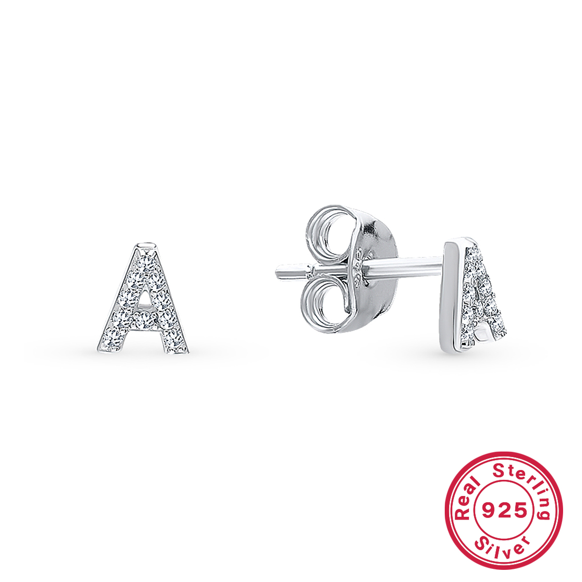 1 Paire Décontractée Style Simple Lettre Placage Incruster Argent Sterling Zircon Or Blanc Plaqué Boucles D'oreilles display picture 14