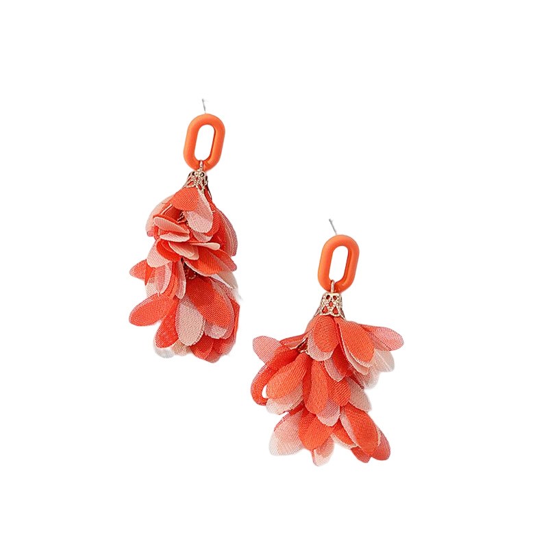 1 Pair Vacation Petal Alloy Chiffon Drop Earrings display picture 1